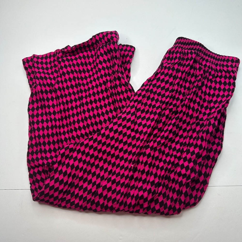 MARC Womens Pajama Pants Medium Pink Black Plaid Elastic Waist Lounge Wear USA